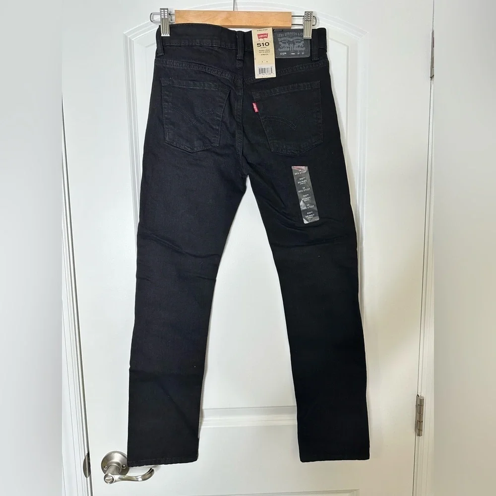 Levi’s Boys' 510 Skinny Fit Performance Jeans Black Denim Stretch Size 14R | NWT